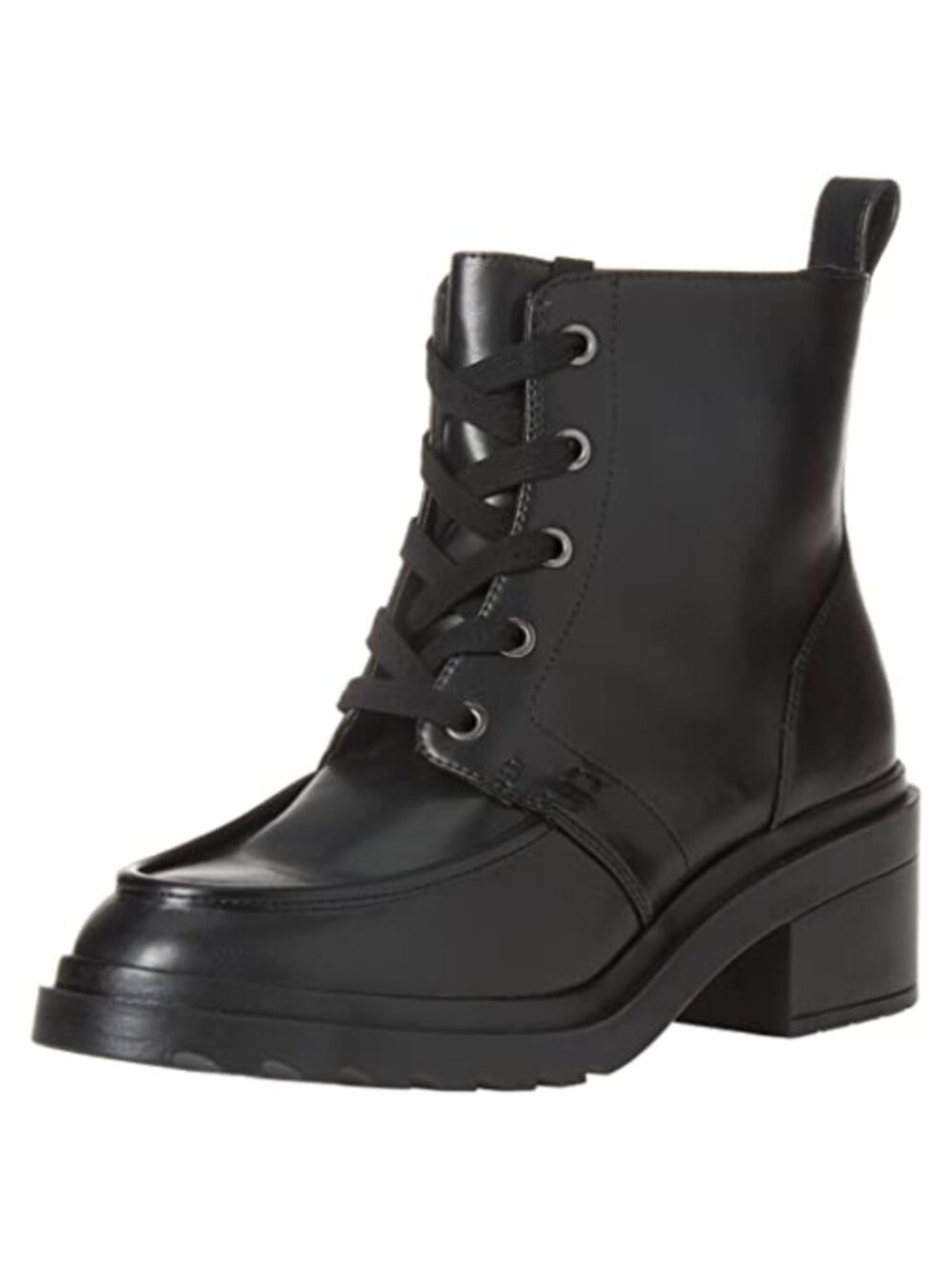 Moc Toe Ankle Boots Faux Calfskin Chunky Platform